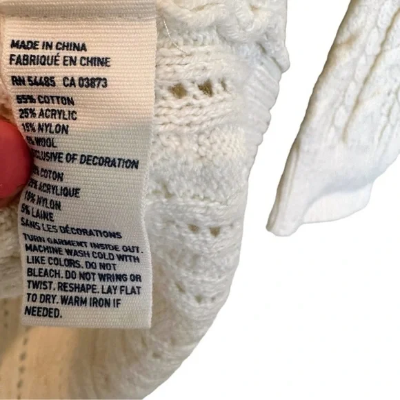 American Eagle AE cream ivory cable knit cotton wool blend sweater size medium - Picture 5 of 5